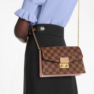 *FINAL DROP* Louis Vuitton Damier Ebene Croisette Chain Wallet-Pink